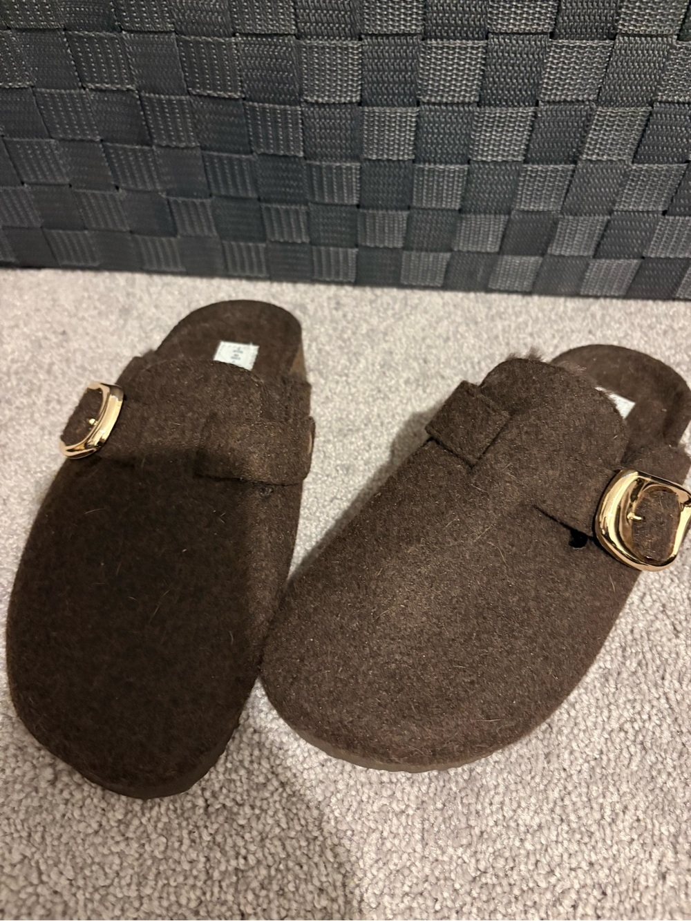 Primark Brown Felt Memory Foam Slip-Ons
